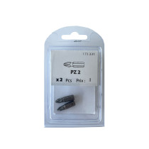 Boite 2 embouts Pozidriv PZ2 acier - Viswood