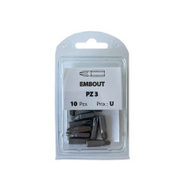 Boite 10 embouts Pozidriv PZ3 acier - Vissal