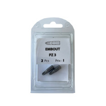 Boite 2 embouts Pozidriv PZ3 acier - Viswood
