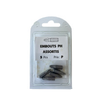 Boite 5 embouts Phillips PH1/ PH2/ PH3 acier - Vissal