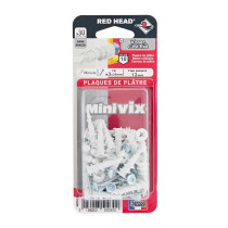 Boite 30 chevilles plaque de plâtre Minivix + vis Ø3 x 25mm Red Head