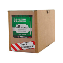Boite 50 chevilles tous supports Frapex M Ø8 x 130mm Red Head