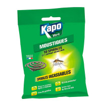 10 spirales anti-moustiques incassables Kapo Vert