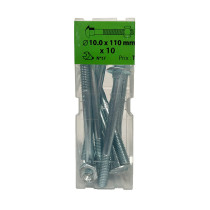 Boite 10 boulons TRCC 10 x 110mm zingué - Viswood