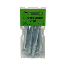 Boite 10 boulons TRCC 10 x 90mm zingué - Viswood