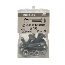 Boite 10 boulons TRCC 6 x 40mm inox A2 - Viswood