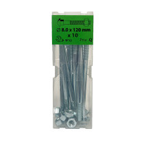 Boite 10 boulons TRCC 8 x 120mm zingué - Viswood