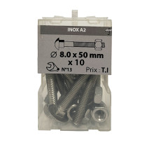 Boite 10 boulons TRCC 8 x 50mm inox A2 - Viswood