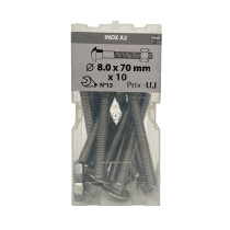 Boite 10 boulons TRCC 8 x 70mm inox A2 - Viswood