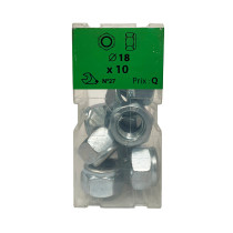 Boite 10 écrous freins Ø 18mm zingué - Viswood