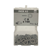 Boite 100 rondelles tôle Ø 6 inox A2 - Viswood