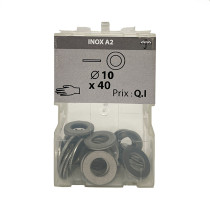 Boite 40 rondelles tôle Ø 10 inox A2 - Viswood
