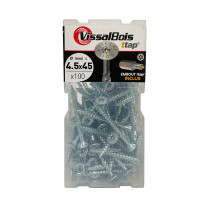 Boite 100 vis bois TTAP 4,5 x 45mm filetage asymétrique zingué - Vissal