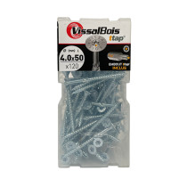 Boite 120 vis bois TTAP 4 x 50mm filetage asymétrique zingué - Vissal
