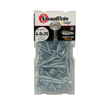 Boite 150 vis bois TTAP 4 x 35mm filetage asymétrique zingué - Vissal