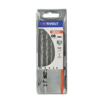 Coffret 5 pcs forets métal HSS hexagonaux Tivoly