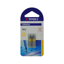 Lot 2 embouts de vissage torsion PH2 25mm Tivoly