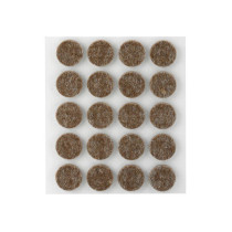 Lot 20 patins en feutre rond adhésif en laine marron Ø17mm - Inofix