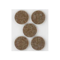 Lot 5 patins en feutre rond adhésif en laine marron Ø34mm - Inofix