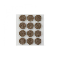 Lot 12 patins en feutre rond adhésif en laine marron Ø22mm - Inofix