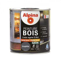 Peinture bois Alpina 0,5L satin gris graphite - Fabrication française