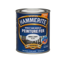 Peinture sur rouille fer Hammerite 0,25L brillant laqué blanc