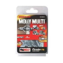 10 chevilles métal Multi Ø4 x 37mm + vis Ø4 x 50mm Molly