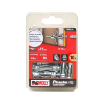 10 chevilles métal à expansion Ø5 x 36mm + vis M5 Ø5 x 43mm Molly