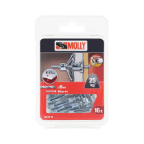 16 chevilles métal à expansion Ø4 x 33mm + vis M4 Ø4 x 40mm Molly