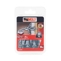 16 chevilles métal à expansion Ø4 x 46mm + vis M4 Ø4 x 53mm Molly
