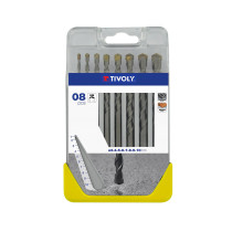 Coffret 8 forets à béton HM Ø 3 / 4 / 5 / 6 / 7 / 8 / 9 / 10mm Tivoly