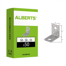 Boite 50 équerres d\'assemblage 50 x 50 x 35mm galvanisé - Alberts
