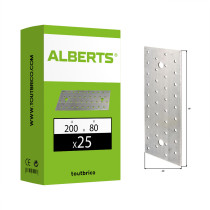 Boite 25 platines multi-trous 200 x 80 x 2mm galvanisé - Alberts