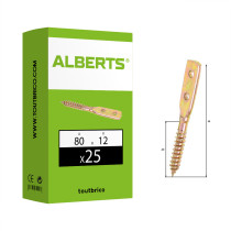 Boite 25 pattes droites à visser 80 x 12 mm zingué - Alberts