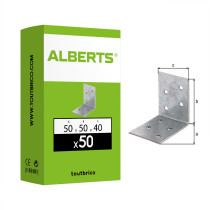 Boite 50 équerres d\'assemblage 50 x 50 x 40 mm galvanisé - Alberts