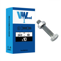 Boite 10 boulons 24 x 60mm filetage total SB8.8 galvanisé - Viswood