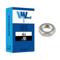 Boite 10 écrous bas hexagonaux Ø 36mm classe 4 zingué - Viswood