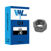 Boite 10 écrous hexagonaux Ø 24mm classe 10 brut - Viswood