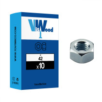 Boite 10 écrous hexagonaux Ø 42mm classe 8 zingué - Viswood