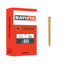 Boite 100 vis béton tête réduite torx 7,5 x 182mm zingué bichromaté - Batifix