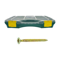 Coffret vis bois et agglo Ref 100 tête fraisée Pozidriv acier zingué bichromaté 1055 pcs - Viswood