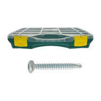 Coffret vis autoperceuses Ref 7504MC tête cylindrique carré acier zingué blanc 1720 pcs - Viswood