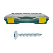 Coffret vis de penture Ref 311 tête ronde large Torx acier zingué blanc Ø6 450 pcs - Viswood