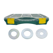 Coffret mix rondelles plates moyennes Ref MU2/LU2/LLU2 type M/L/LL inox A2 1025 pcs - Viswood