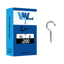 Boite 200 crochets d\'armoire 3 X 12mm zingué - Viswood