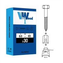Boite 30 fixations toiture plaque ondulée plastique 6 x 65 mm galvanisé - Viswood