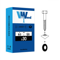 Boite 30 fixations toiture tôle ondulée métallique 8 x 120mm galvanisé - Viswood
