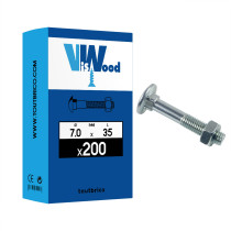Boite 200 boulons TRCC 7 x 35mm zingué - Viswood