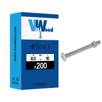 Boite 200 boulons poêlier 8 X 16mm zingué - Viswood