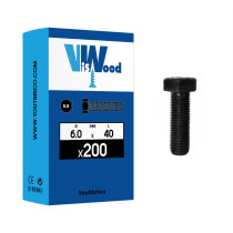 Boite 200 vis 6 X 40mm tête hexagonale classe 8.8 brut - Viswood